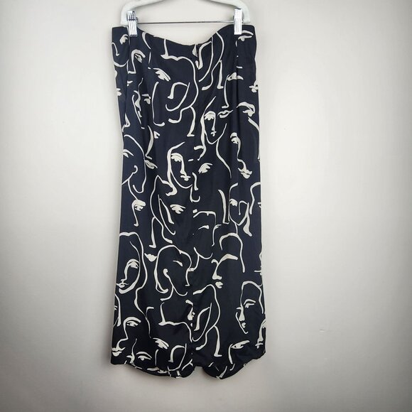 Zara sz L women skirt Black front knot face silhouette pattern - Picture 6 of 10